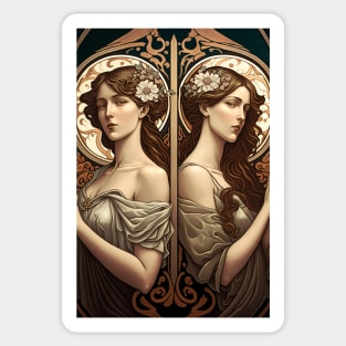 Artemis & Callisto - Art Nouveau Sticker